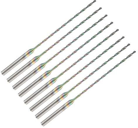 sourcing map Lot de 8 forets hélicoïdaux en acier rapide avec processus de trempe pour bricolage, résine, ambre et bois - 1 mm - Tige de 2,35 mm