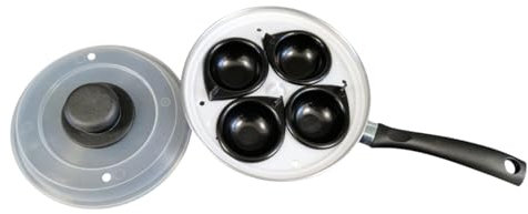 4 Cups Egg Poacher Pan With Vented Plastic Lid and Handle Removable 4 Cups Stainless Steel Pan Dishwasher Safe 20cm Pan