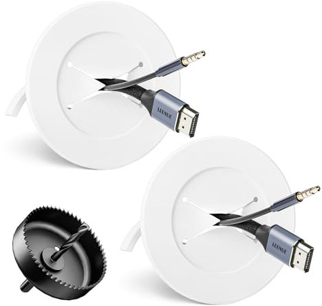 LEENUE In-Wall Cable Management Kit Hides Wires Behind The Wall, Mounted TV Cord Hider, Low Voltage Cable Hider, 2 Packs with Hole Saw and Drill Bit, White
