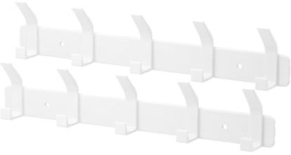 Eucomir Porte Manteau Mural, 2 Pièces Patere Murale 5 Crochets, Porte Manteau Salle De Bain, pour Porte-Manteau Porte-Serviettes Peignoir Salle de Bain Salle de Bain Entrée, Blanc Perle
