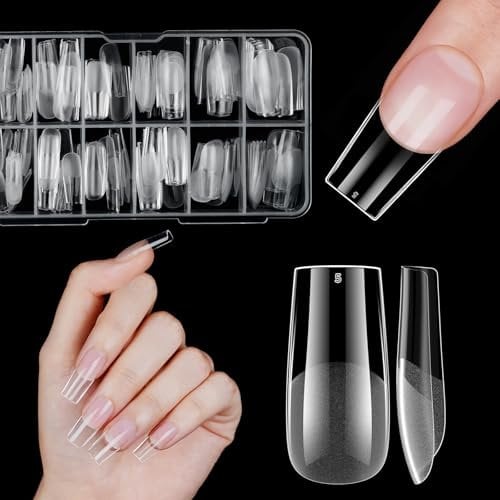 Venares, punte per unghie in gel, 120 pezzi in acrilico, unghie artificiali, 12 misure quadrate, copertura completa per unghie in gel, unghie finte da incollare, Soft Gel Press on Nail Tips Square