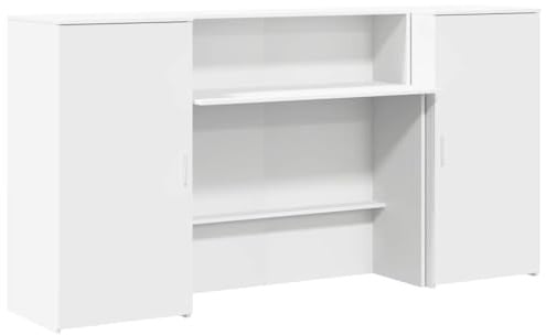 vidaXL Bureau de réception Blanc 200x50x103,5 cm Bois d'ingénierie