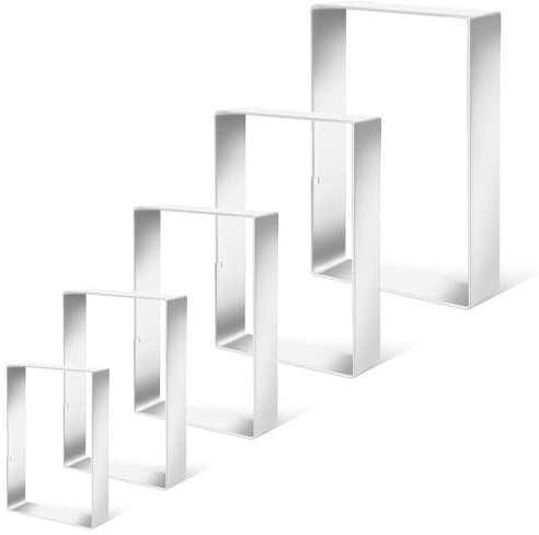 Generic 5 Pcs Rectangle Cookie Cutter Set, Stainless Steel, Rectangle & Square Cookie Molds, 1 Inch Depth