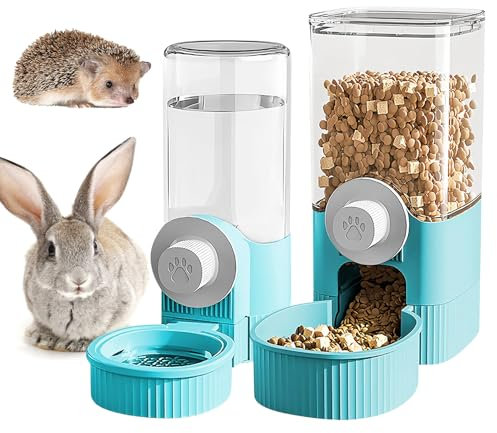 Abreuvoir Et Distributeur Automatique de Nourriture à Suspendre, Mangeoire et Distributeur d'Eau pour Chat, Lapin