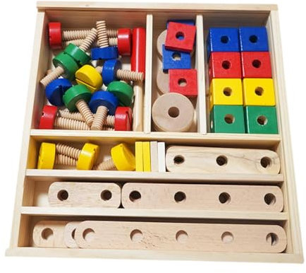 Perfeclan Montessori-Spielzeug mit Schrauben und Muttern, Baukasten aus Holz, Bausteine für Partyspielzeug