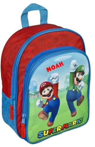 Undercover Kindergartenrucksack Super Mario Jungen - Personalisiert mit Name - Rucksack Kinder mit Vortasche - 2 Fächer 25x31x10 cm