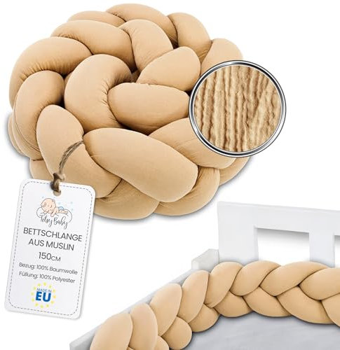 Totsy Baby Kuschelkissen Musselin Kinder Kissen Deko 150 cm - flauschig Dekokissen Kinderzimmer Kinderkissen Zierkissen geflochten Beige Musselin