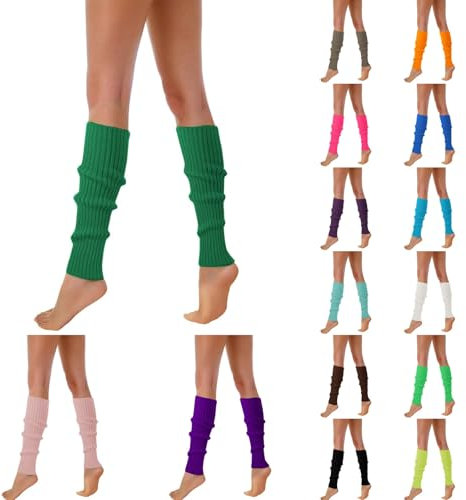 Generisch Beinwärmer für Erwachsene, Unifarben, Einheitsgröße, Stulpen, Socken, Overknees, 80er Jahre, Kostüm, Karneval, Mottoparty