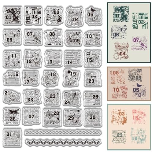 craspire Kalender Klarstempel Woche Monat Wörter Zahlen Wiederverwendbar Retro Transparent Silikon Stempelsiegel Für Scrapbooking Fotoalbum Dekoratives Journaling Kartenherstellung DIY
