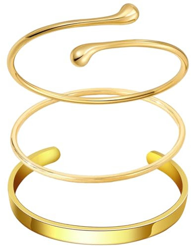 KFSCIP 3PCS Gold Bangle Set, Elegant Gold Bangles for Women, Stackable Bracelets with Adjustable Fit, Classic and Modern Design for Casual and Formal Occasions
