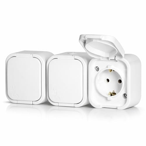 Aufputz Steckdose 3-Fach IP54, Serie SPX weiß