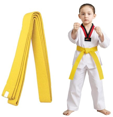 COYUN 1 pcs 240cm Gelb Taekwondo-Gürtel, Judo gürtel Judo Karate Gürtel Belt Kampfkunst Karate Judo Taekwondo Belts Professioneller Karate Aikido Belt für Kinder Erwachsene Kampfsportgürtel