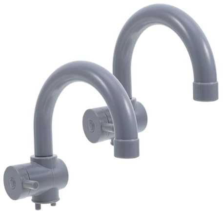 HANABASS 2Pcs Simulation Sink Faucet Toy Mini Kitchen Sink Faucet Pretend Play Kitchen Accessories for Kids Role Playing Plastic Play Tap for Indoor Outdoor Use