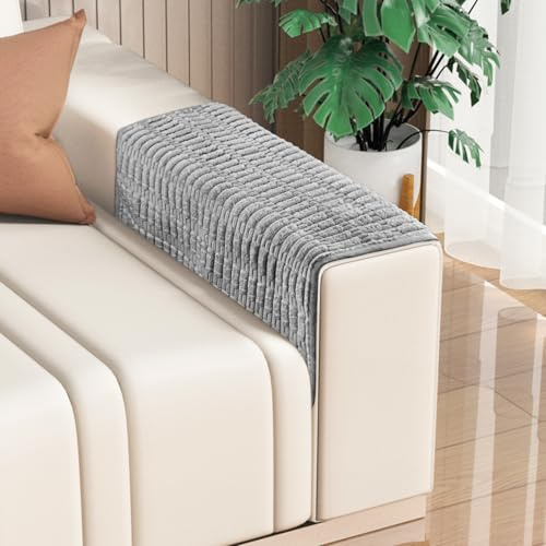 Sofa Armrest Cover, 2pcs Anti-Slip Couch Arm Protectors, Embossed Chenille Fabric Stretch Couch Arm Cover, Washable Pet Dog Couch Covers for Office,Leather Sofa,Recliner, Chairs(Dark Gray, 76x76cm)