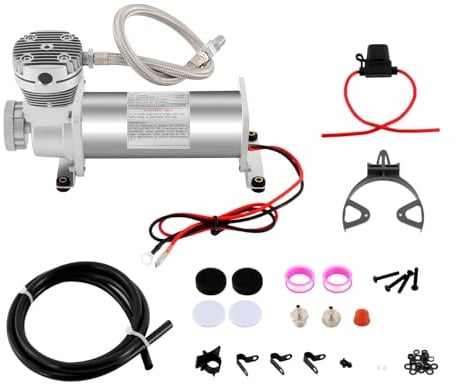 Mqwdxzfes 12V Luftfederungskompressor Kit 200PSI, Automobile Luftkompressor mit Überhitzungsschutz, Hochleistungskompressor, Leiser LKW Luftkompressor für Auto/LKW Luftfahrwerk (72dB)