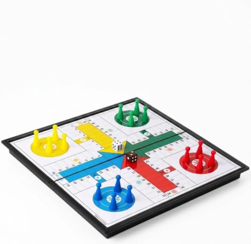 Tomatoys Magnetisches Faltbares Ludo Brettspiel für Erwachsene - Reise-Brettspiel mit Magnetischem Brett, Spielfiguren und Würfeln, Wasserfest