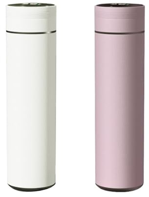 FJIXUO 2 Stücke Smart Wasserflasche Edelstahl Temperaturanzeige Auslaufsichere Vakuumflaschen Kaffeetasse Milchbecher Für Reisen Und Camping(Color2)