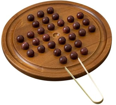 QUXVUIS Indisches klassisches Solitär Brettspiel aus Holz – EIN unterhaltsames Puzzle, das die Feinmotorik fördert, Geduld und logisches Denken schult. Europäisches Brettspiel, Schachspielzeug für