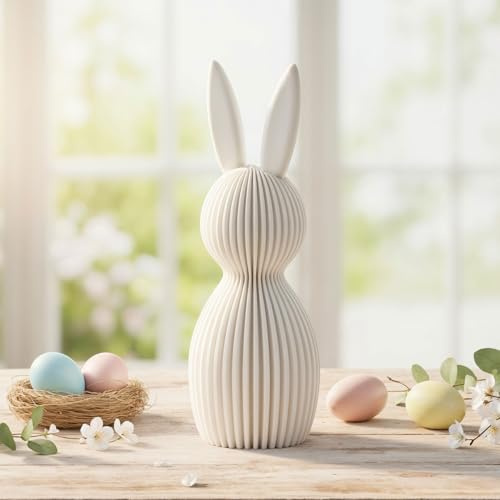 levandeo Osterhase Figur H16cm Weiß 3D Deko Figur Ostern Osterdeko Tischdeko Hase Frühling Dekohasen Osterfiguren