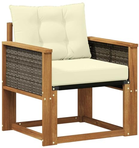 vidaXL Outdoor Mittelsofa Massivholz Akazie Natur, Balkon Garten Sofa, rechteckige Garten-Lounge Sitzgruppe, strapazierfähige Möbel für entspannte Terrassenstunden