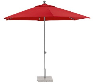 Kettler Easy Push Advantage Sonnenschirm 200 cm x 200 cm - wetterfester Gartenschirm - hochwertiges Aluminiumgestell & Bezug aus Polyester mit PU-Beschichtung - perfekt als Terrassenschirm - silber & rot