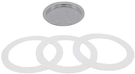 Karl Krüger 1 Filter u. 3 Dichtr. f. Espressok 12 T, Silikon, Weiß, Tassen