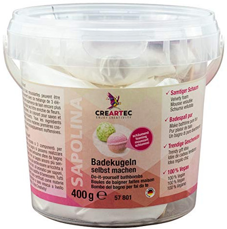 CREARTEC - Badekugeln Set / Kreativset Schäumend - zur Herstellung eigener Badekugeln - wohltuende Erfrischung für die Haut - 400g Eimer - Made in Germany