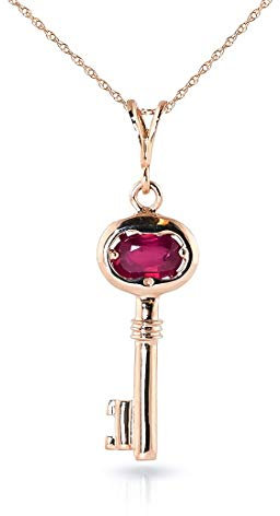 0.5 Carat 14k 14 Solid Rose Gold Necklace with Natural Ruby Key Pendant Charm Pendant