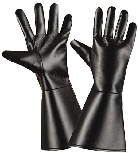Amakando Handschuhe Western Fingerhandschuhe Leder Optik Cowboy Herrenhandschuhe Lederhandschuhe schwarz Karneval Kostüm Zubehör Gothic Accessoires Zorro Bandit Kunstlederhandschuhe