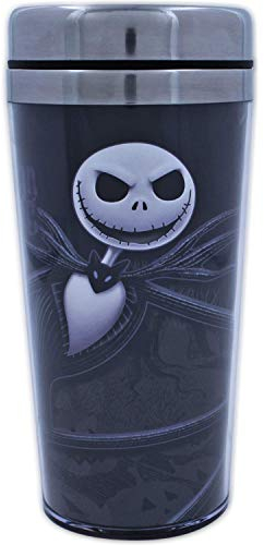 Disney Silver Buffalo NB9687ST Nightmare Before Christmas Jack Leaning Face Fade Stainless Steel Travel Mug, 16-Ounces