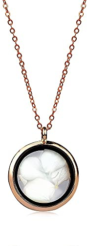 MadamLili - Echte Hortensien Blüten Medaillon Kette 50cm - 925 Silber Rosegold Vergoldet - Echte Blumen Anhänger - Naturschmuck - Handgefertigt