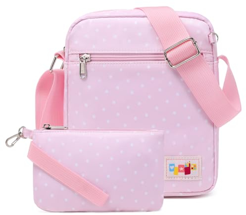 Casual Canvas Schultertasche +Geldbeutel/Mäppchen für Mädchen Jungen & Kinder Jugendliche (Rose rot)
