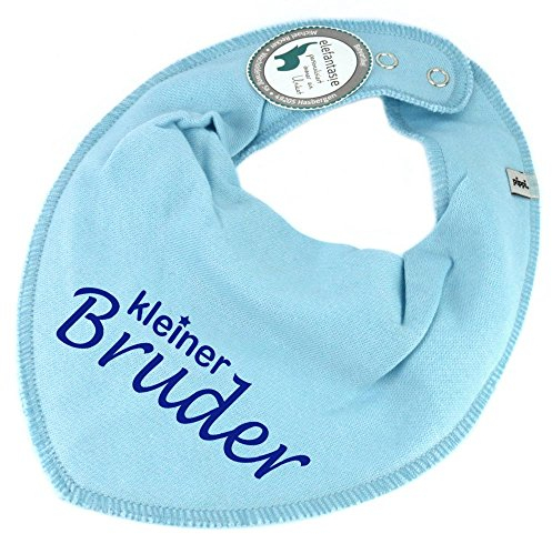 Elefantasie HALSTUCH mit Spruch kleiner Bruder für Baby oder Kind hellblau aus Baumwolle in Einheitsgröße