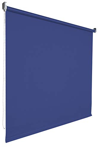 Verdunkelungsrollo Rollo Vorhang Fenster Kettenzugrollo Seitenzugrollo viele Farben Breite 60-200 cm Höhe 180 cm Stoff lichtundurchlässig verdunkelnd Metall Halter (Größe 180 x 180 cm Farbe Blau)