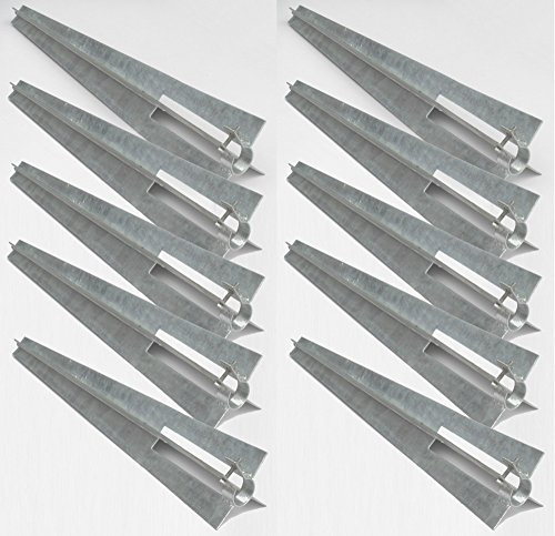 10er Set Einschlaghülse Ø 34 mm 50 cm feuerverzinkt mit Klemschraube – Pfostenträger Zaunpfosten Bodenhülse Pfostenhülse Metall Gartenzaun Zaunmontage ohne Beton wetterfest stabil