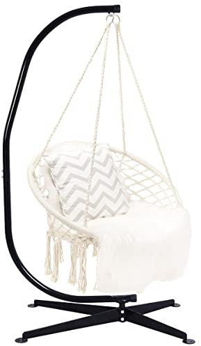 GOPLUS Sostegno per Sedia Sospesa 205cm Supporto per Appendere Sedile Sospeso Dondolo, Carico Fino 150KG, Acciaio, Nero Sospesa,supporto dondolo (Modello 1)