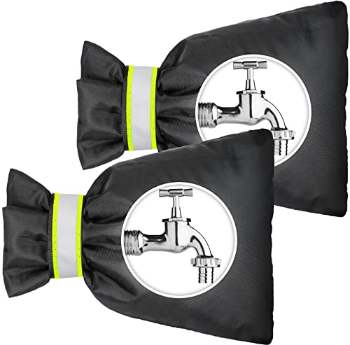 AUGOLA Outside Tap Cover for Winter, 2Pcs Tap Cosy Cover Thickened Outdoor Tap Cover Jacket Insulated Protector from Freezing Waterproof - Black