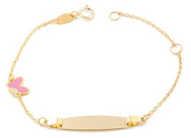 Monde Petit Kinder Schmetterling Armband Gelbgold 9 Karats (375) - Geschenkbox - Garantiezertifikat