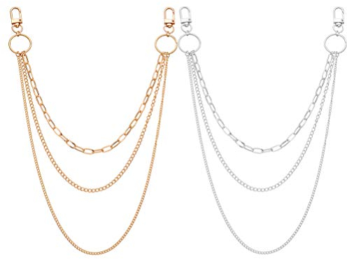 STOBOK Jeansketten Metalltaschenkette Gürtelketten Hip-Hop-Hosen Kette mit Hummerkrallenverschlüssen für Brieftasche Jeans Hosen Geldbörse Handtasche, 2 Stück