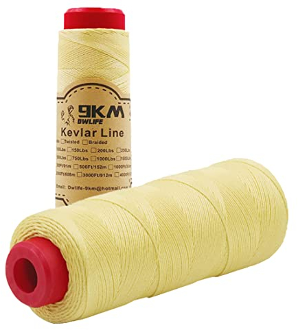 9KM DWLIFE Kite String professional Kevlar braided Cord (500-1000ft) High Strength(40-400lbs) Fishing Assist line Camping Hiking Survival Rope Outdoor(0.4mm-1.1mm)