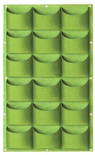 Hängende Pflanzbeutel, 18 Taschen, vertikale Wand-Pflanztasche zum Aufhängen, Wandmontage, für den Innen- und Außenbereich, vertikale Begrünung, Aufbewahrungsbeutel (1 m × 0.5 m, grün)