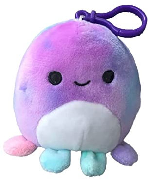 Squishmallow s Offizielles Kellytoy 8,9 cm Clip On Tasche Schlüsselanhänger Rucksack Clips Squishy weiches Plüschtier Tier (Mary Tie Dye Octopus)