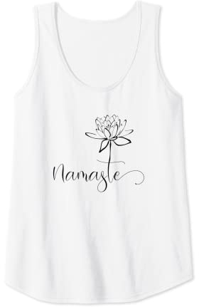 Damen Yoga Mamas Outfit Namasté Schriftzug mit Lotusblüte schwarz Tank Top