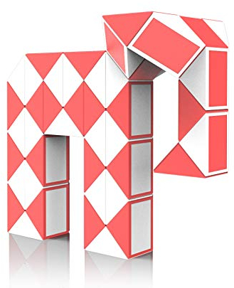 ROXENDA Magic Snake mit 48 Blöcke, Magische Schlange Würfel Twist Puzzle - 3D Fidget Knobelspiele Mitgebsel Kindergeburtstag für Kinder Erwachsene - 1 Pack (Rot)