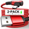 JSAUX Câble USB C (3M, Lot de 2) Angle Droit Chargeur USB Type C Charge Rapide Nylon Tressé Compatible avec iPhone 16 15 Pro, Samsung Galaxy S25 S24 S23 Ultra A55 S22, Android Auto-Rouge