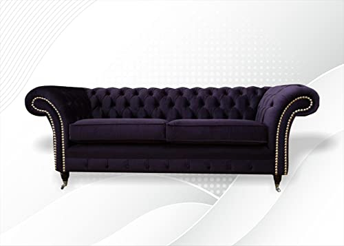 jvmoebel Chesterfield 3 Sitzer Sofa Lila Moderne Sofas Couchen Neu Moderne Möbel Stoff