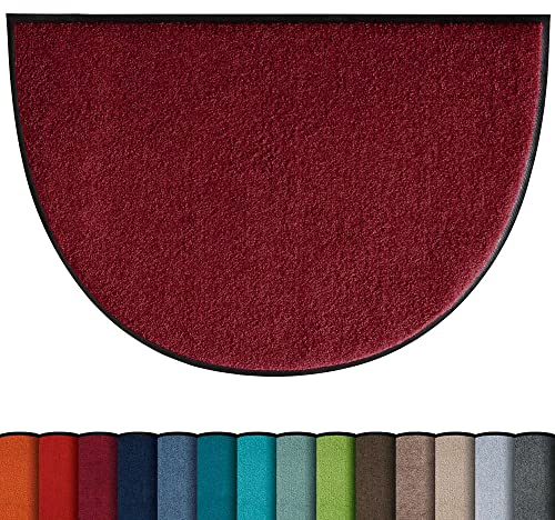 Erwin Müller Fußmatte Mainz, Schmutzfangmatte, Sauberlaufmatte Uni weinrot Größe 60x85 cm halbrund - rutschfest, pflegeleicht, für Fußbodenheizung geeignet (weitere Farben, Größen)