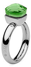 Qudo Firenze Edelstahl silber farbenem Ring mit peridot Stein (grün) (56 (18))