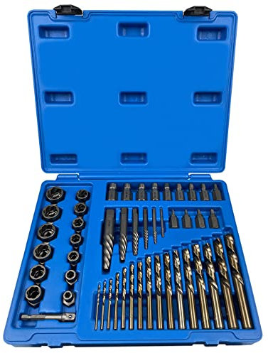 49-Piece Easy Out Screw Extractor Bolt Extractor Set and Drill Bit Set, Stripped Bolt Remover, Screw Extractor, HSS Drill Bit and Socket Adapter, Extractor Tool Set with Storage Case