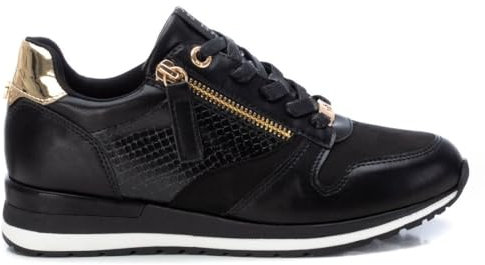 XTI - Zapatilla Mujer Negro - Calzado Cómodo y Versátil - Moda Casual - Modelo 14186802 (Talla 38)